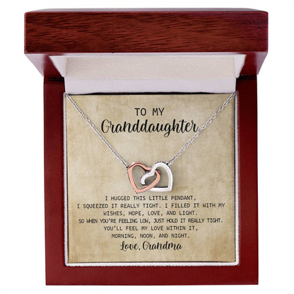 To My Granddaughter - I Love You Message - Tmg03 Interlocking Hearts Necklace