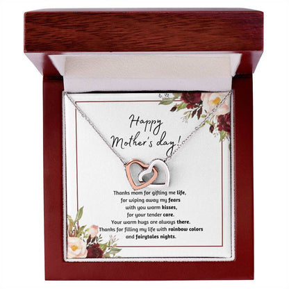 Happy Mothers Day! Thanks Mom For Gifting Me Life Interlocking Hearts Necklace