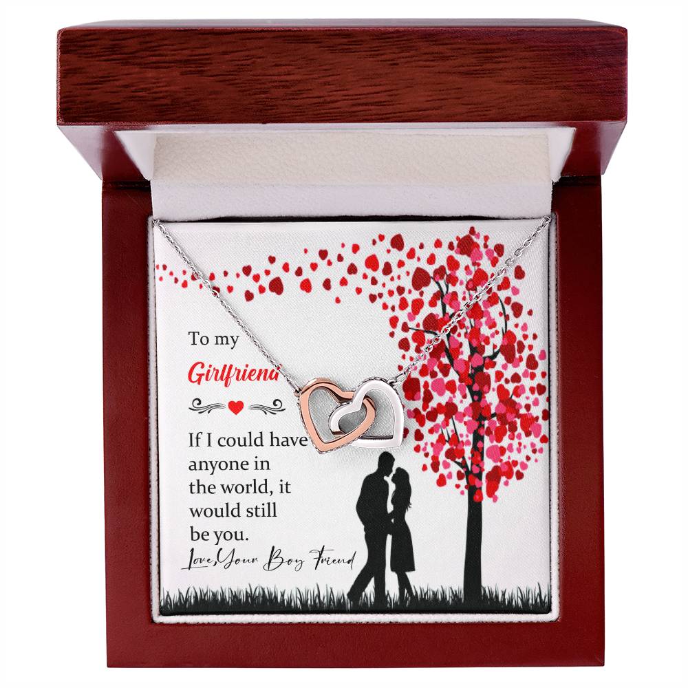 To My Girlfriend Beautiful Interloked High Quality Necklace Love Your Boy Friend. Interlocking Hearts Necklace
