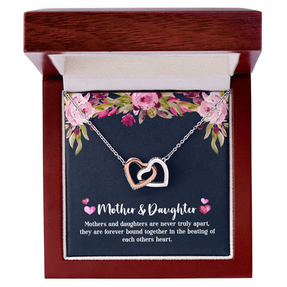 Mother & Daughter - Never Truly Apart Interlocking Hearts Necklace