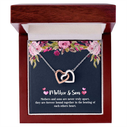 Mother & Son - Never Truly Apart Interlocking Hearts Necklace