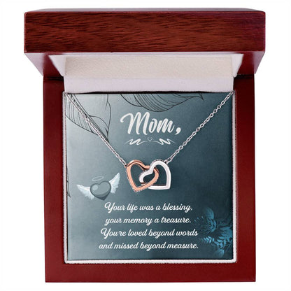 Mom Your Life Was A Blessing - Interlocking Heart Necklace Interlocking Hearts Necklace