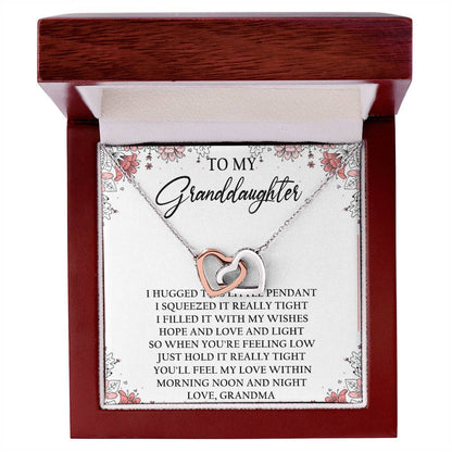 To My Granddaughter Interlocking Hearts Necklace Message Card