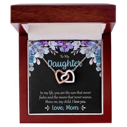 To My Daughter The Sun That Never Fades Necklace Interlocking Hearts Necklace