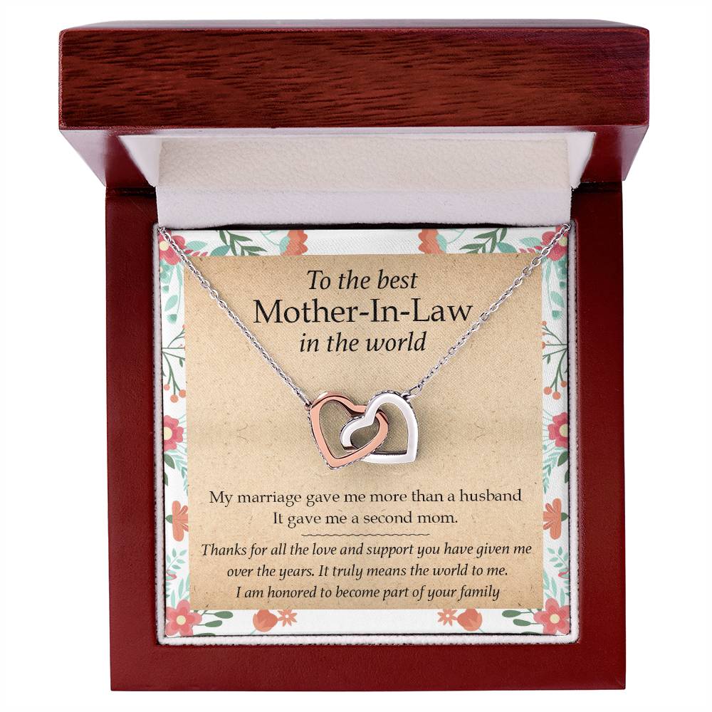 Gift For Mother-In-Law - My Marriage Gave Me A Second Mom - Interlocking Interlocking Hearts Necklace