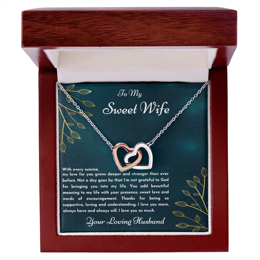 Gift For Wife With Every Sunrise Interlocking Hearts Necklace