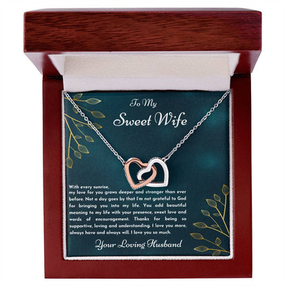 Gift For Wife With Every Sunrise Interlocking Hearts Necklace