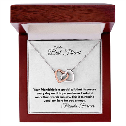 Friendship Special Gift That I Treasure Interlocking Hearts Necklace