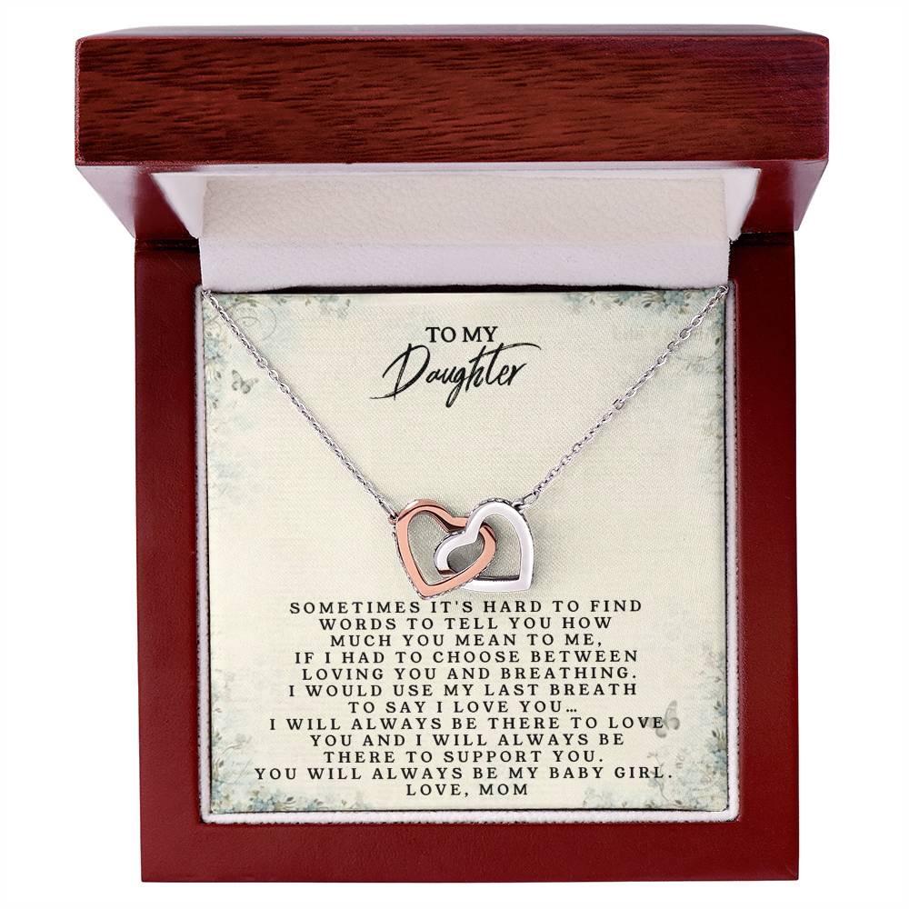 To My Daughte - Love Mom - Interlocking Heart Necklace Interlocking Hearts Necklace
