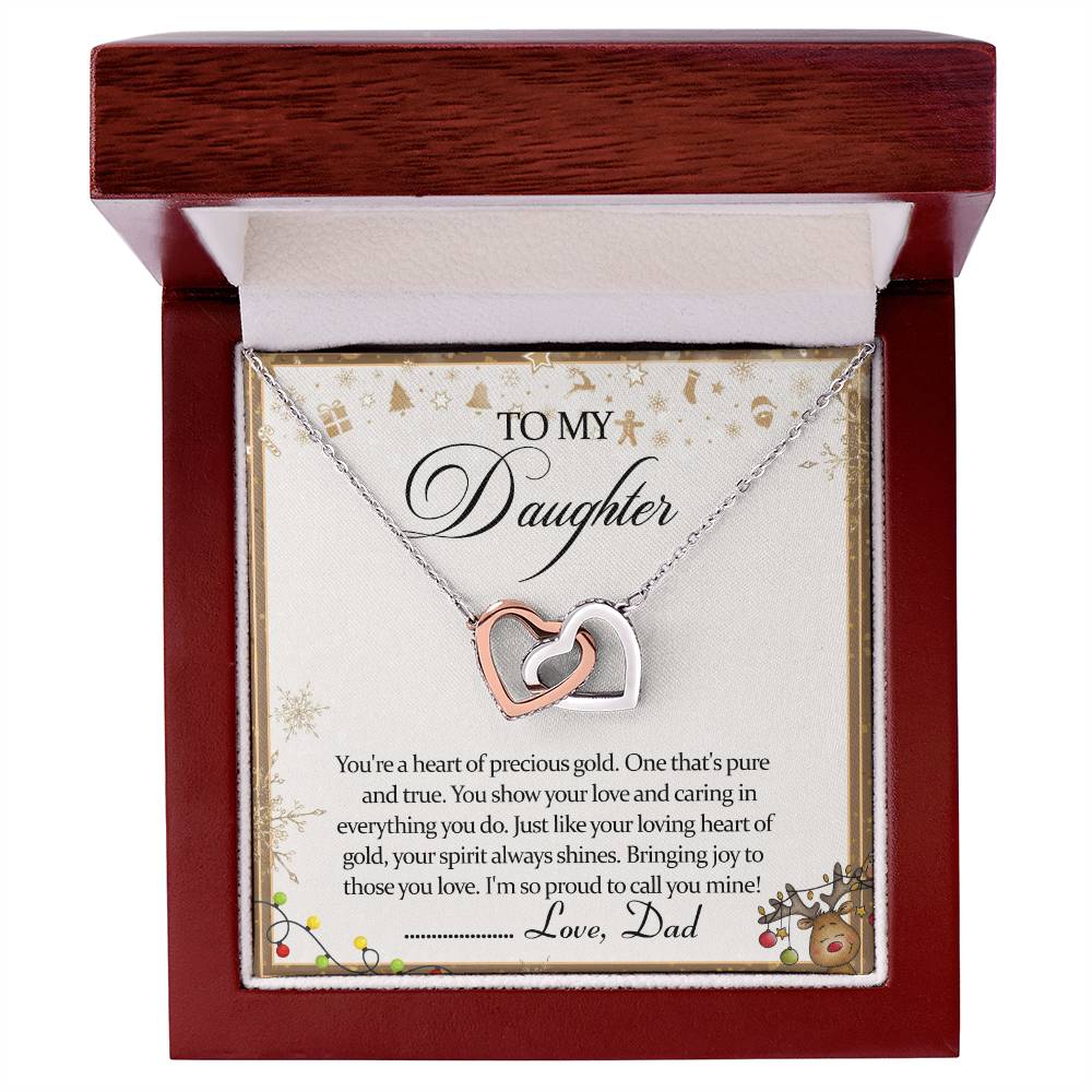To My Daughter Interlocking Hearts Necklace Message Card