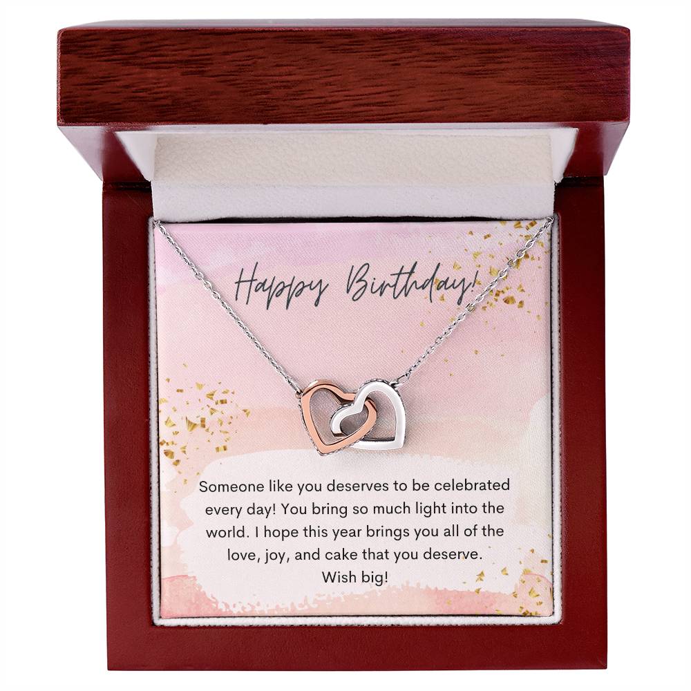 Happy Birthday Interlocking Hearts Necklace Pink Swatches