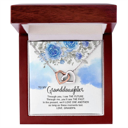 To My Granddaughter From Grandpa - We'Ll Love One Another Interlocking Hearts Necklace