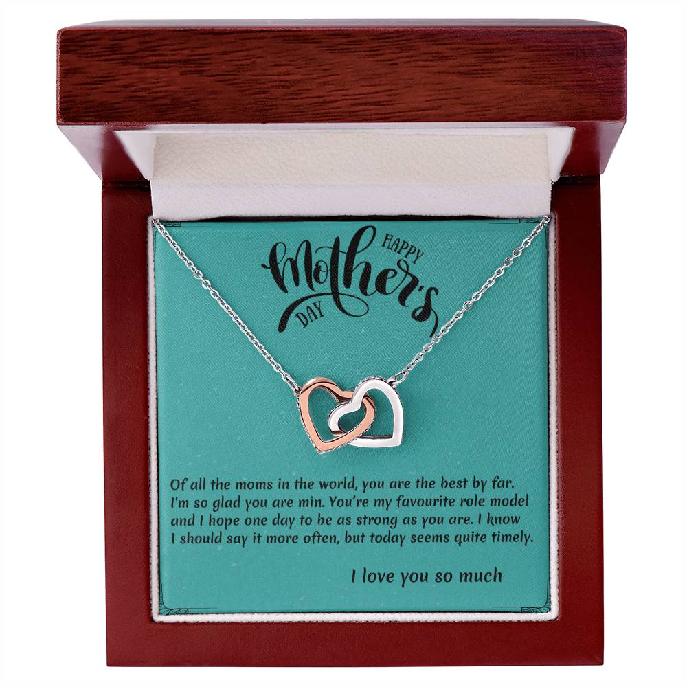Of All Of The Moms- Interlocked Interlocking Hearts Necklace