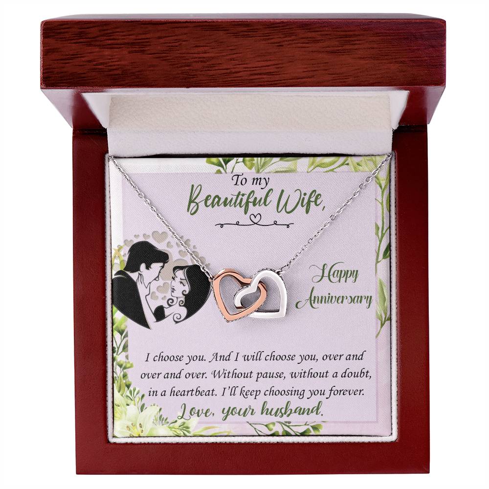 I Choose You Anniversary - Anniversary Gift For Wife Interlocking Hearts Necklace