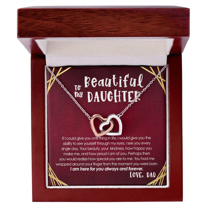 To My Beautiful Daughter Interlocking Hearts Necklace