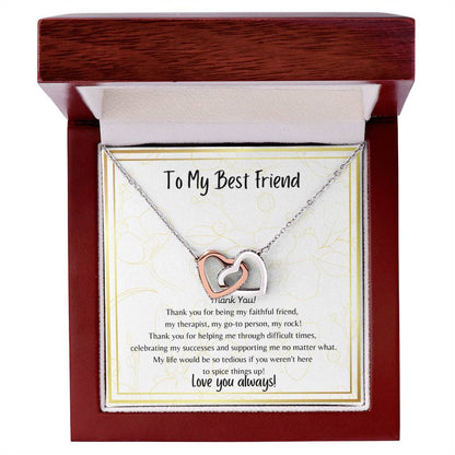 To My Best Friend Interlocking Hearts Necklace