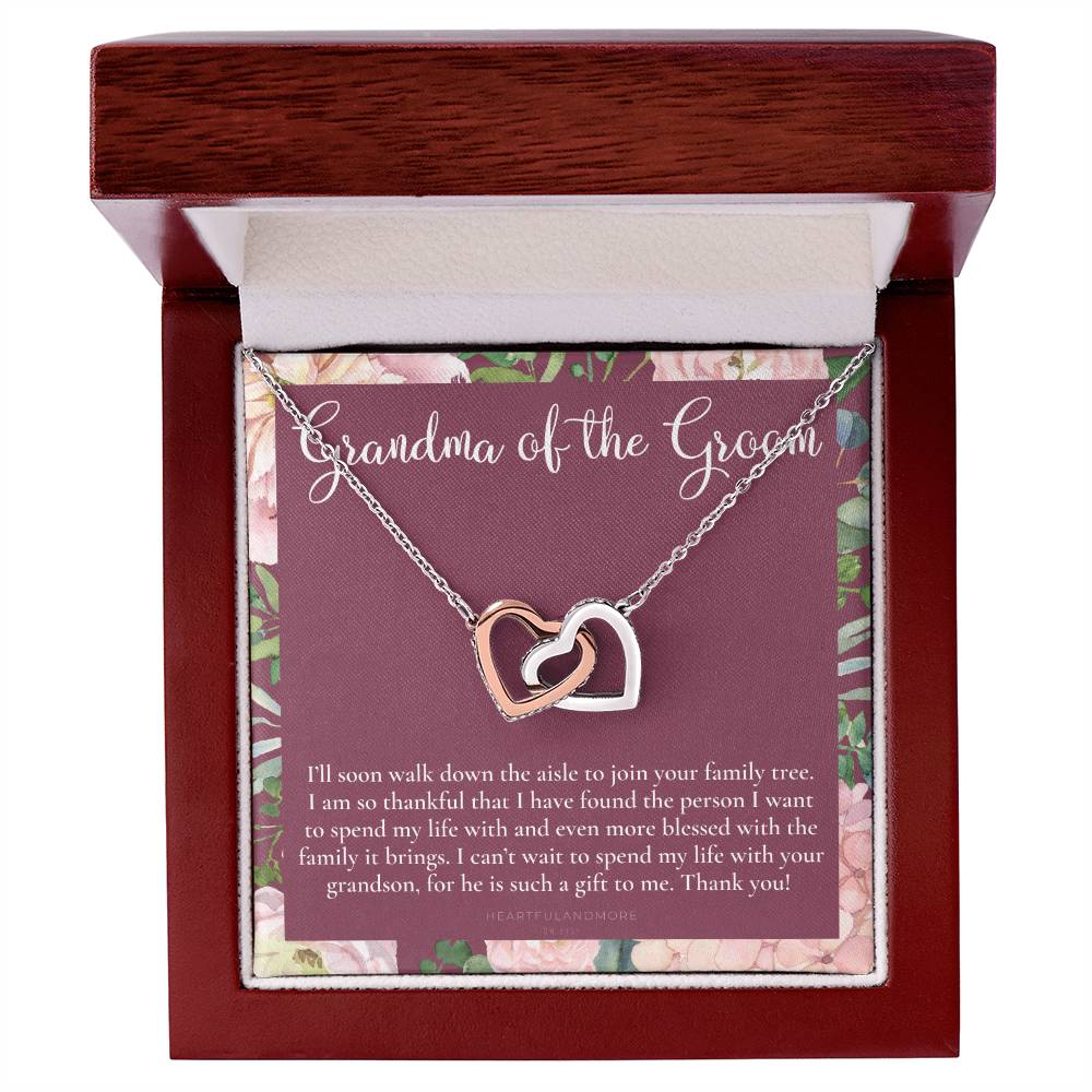 Grandmother Of The Groom Gift Necklace Grandma Wedding Gift Nana Bridal Shower Rehearsal Dinner Thank You Gift Interlocking Hearts Necklace