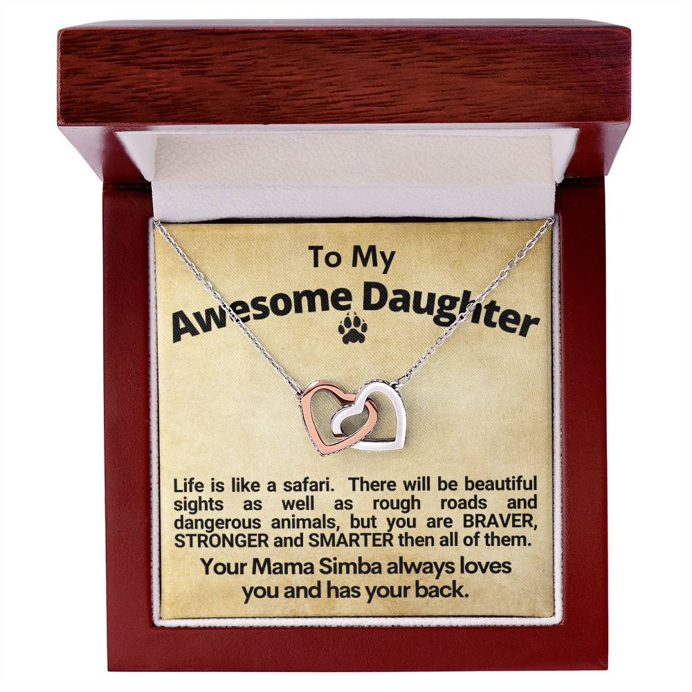 Awesome Daughter Linked Hearts Necklace Gift From Mom Interlocking Hearts Necklace