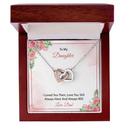 To My Daughter From Dad Interlocking Hearts Necklace