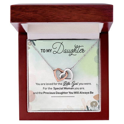 To My Daughter Interlocking Hearts Necklace Message Card