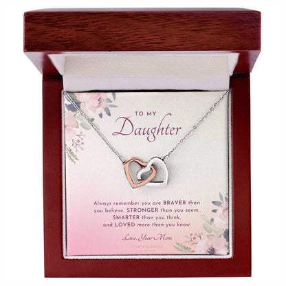 To My Daughter Always Remember Gift For Daughter From Mom Daughter Birthday Graduation Christmas Present Interlocking Hearts Necklace