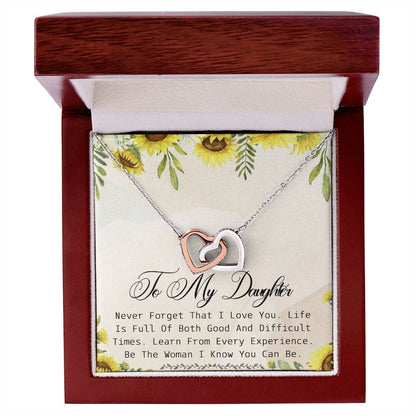 To My Daughter Interlocking Hearts Necklace Message Card