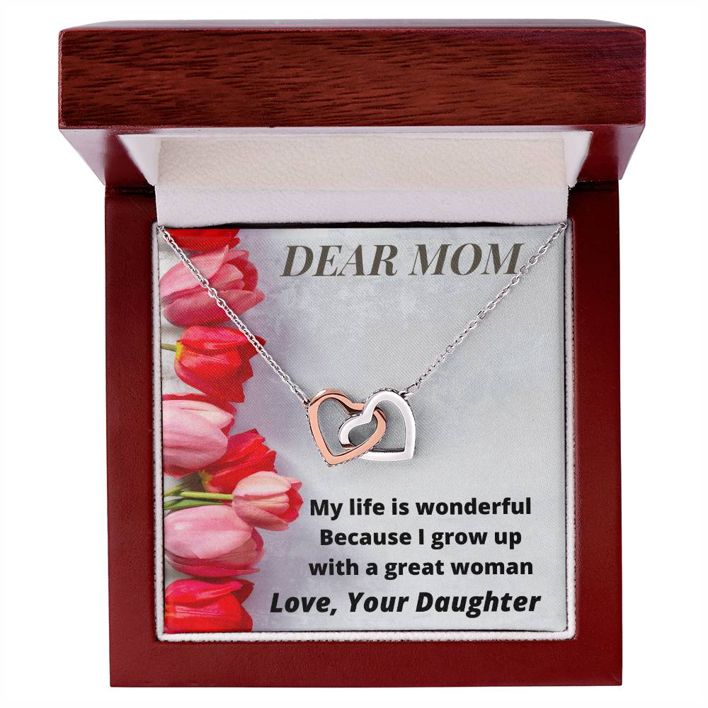 Gift For Mummy From Daughter- Together Forever Love Daughter Interlocking Hearts Necklace
