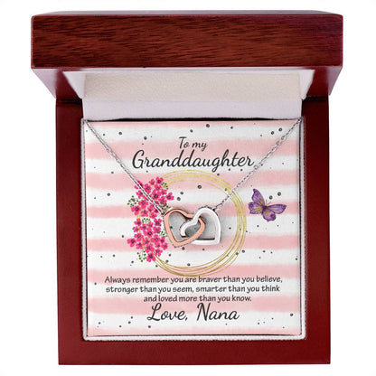 Interlocking Heart Necklace - From Nana To My Granddaughter Interlocking Hearts Necklace