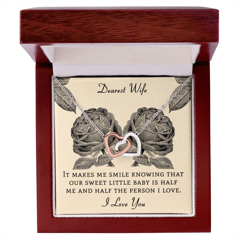 Dear Wife It Makes Me Smile Knowing That Our Sweet Little Baby Interlocking Hearts Necklace