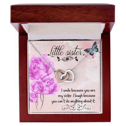 Gift For Sister - I Smile Because You Necklace Interlocking Hearts Necklace