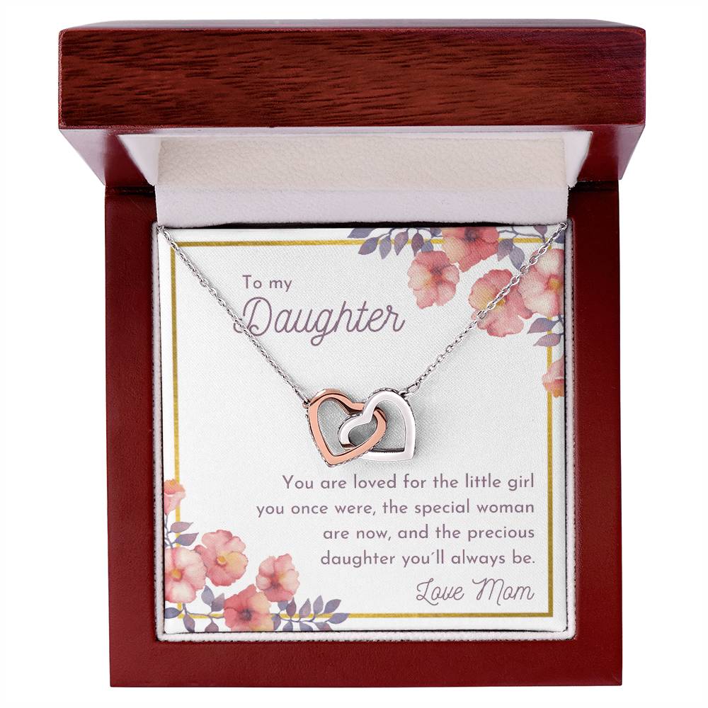 To My Daughter - You Are Loved Interlocking Hearts Necklace