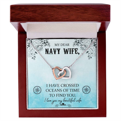 Navy Wife Gift Military Wife Heart Necklace Gift Navy Wife Mothers Day Gift Deployment Gift Deploy Gift Navy Wife Necklace Unique Gifts Interlocking Hearts Necklace