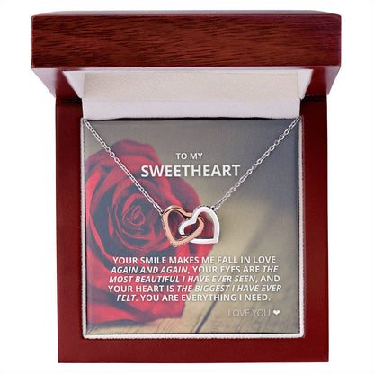 To My Sweetheart - You Are Everything I Need - Necklace Interlocking Hearts Necklace