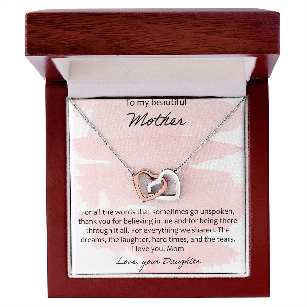 To My Beautiful Mother Interlocking Hearts Necklace