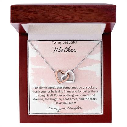 To My Beautiful Mother Interlocking Hearts Necklace