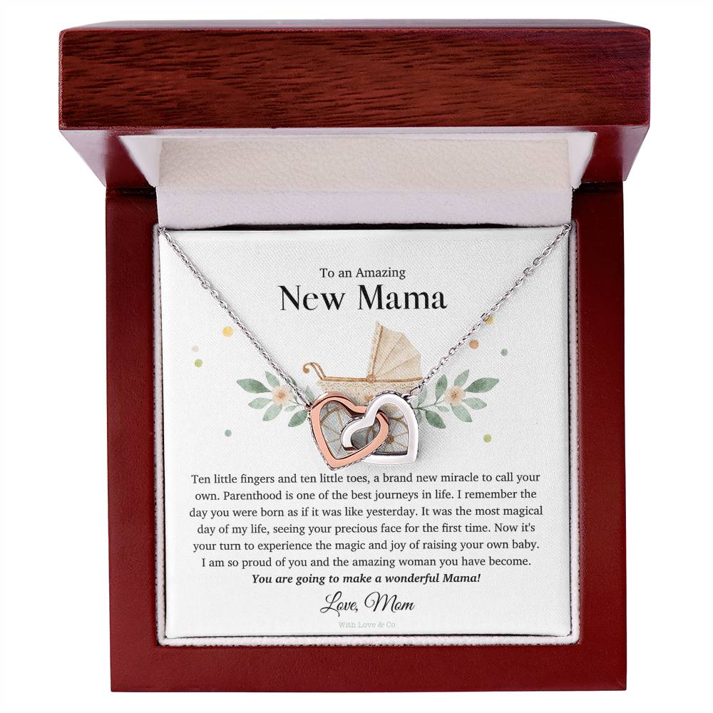 To An Amazing New Mama - Interlocking Heart Necklace Interlocking Hearts Necklace