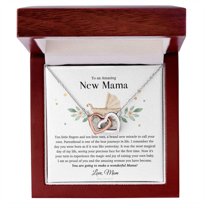 To An Amazing New Mama - Interlocking Heart Necklace Interlocking Hearts Necklace