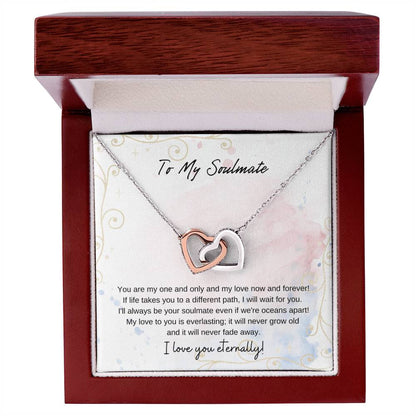 To My Soulmate Interlocking Hearts Necklace