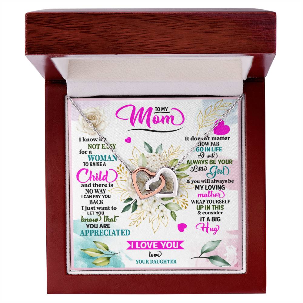 To My Mom - I Always Be Your Little Girl Interlocking Hearts Necklace
