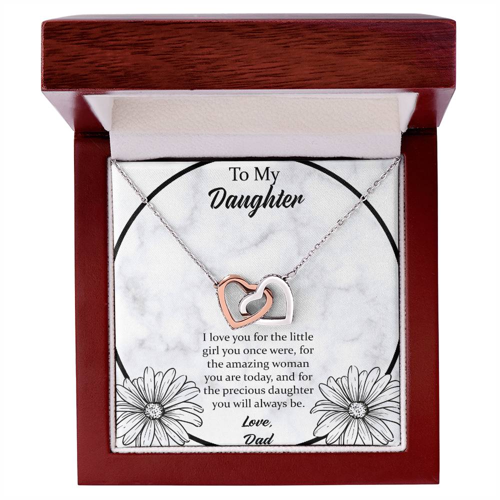 To My Daughter I Love You For The - Love Dad Interlocking Hearts Necklace