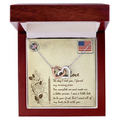 To My Love Interlocking Hearts Necklace Message Card