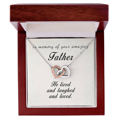 In Memory Of Your Amazing Father Interlocking Hearts Necklace