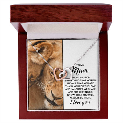 To My Mum - Thank You For Everything That You Do - Necklace Interlocking Hearts Necklace