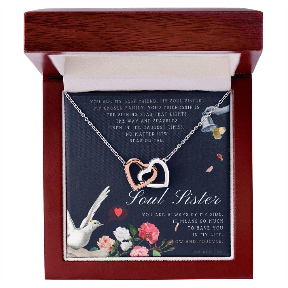 Soul Sister Necklace Unbiological Sister Jewelry Badass Sister Necklace Friendship Heart Necklace Birthday Graduation Anniversary Interlocking Hearts Necklace