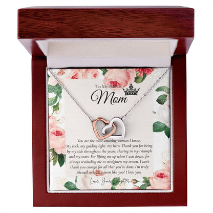To My Beautiful Mom Necklace Badass Mom Gift Mother’S Day Gift Birthday Gift Gift From Daughter On Wedding Day Interlocking Hearts Necklace