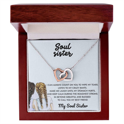To My Soul Sister -My Reflection Pal Partner In Crime - Necklace Interlocking Hearts Necklace
