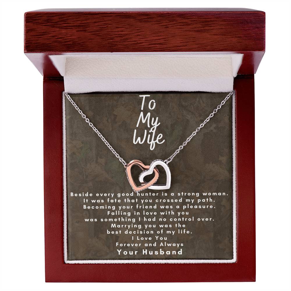 Dear Wife - Make Her Day - Dual Hearts Necklace Interlocking Hearts Necklace