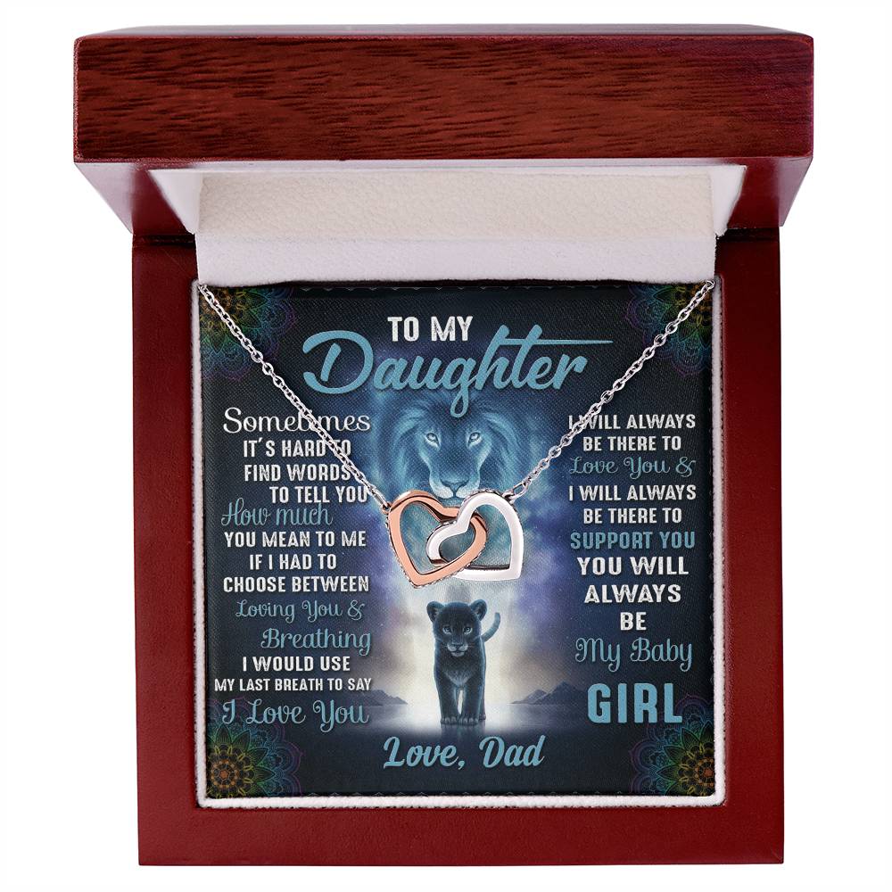 To My Daughter Necklace You Will Always Be My Baby Girl Daughter Gift From Dad Daughters Birthday Grown Up Daughter Interlocking Hearts Necklace