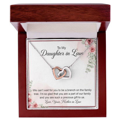 To My Crazy Daughter In Law - Mother Love For Daughter - Forever Relation Interlocking Hearts Necklace