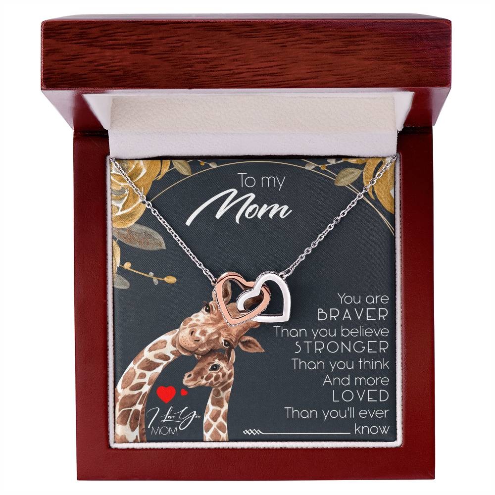 To My Mom Interlocking Hearts Necklace Message Card
